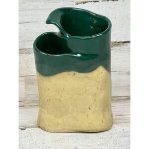 Studio Art Pottery 2 Part Vase Green Drip Glazed Signed Dated 2007